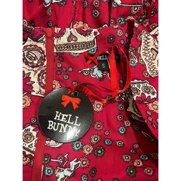 Hell Bunny Calavera Day of The Dead Flare Dress Sugar Skull Size Small NEW! - Picture 9 of 10